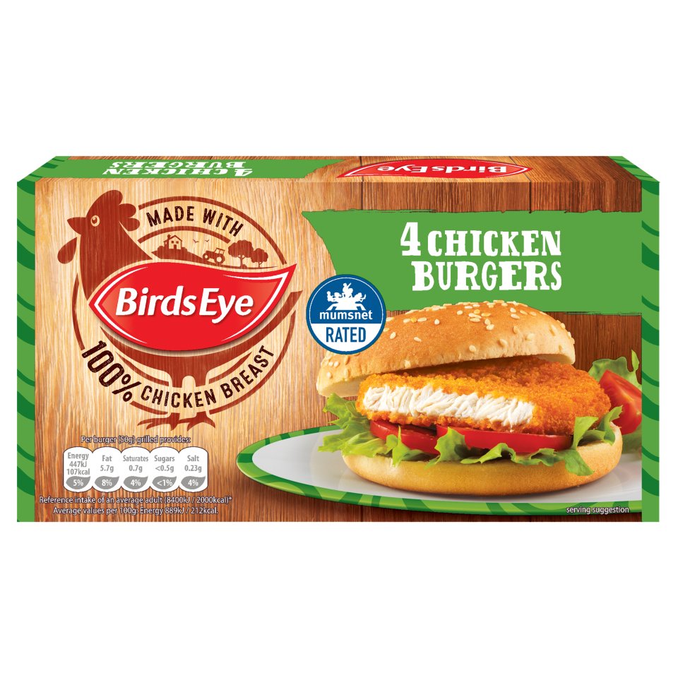 Birds Eye Chicken Burgers 4pk Centra