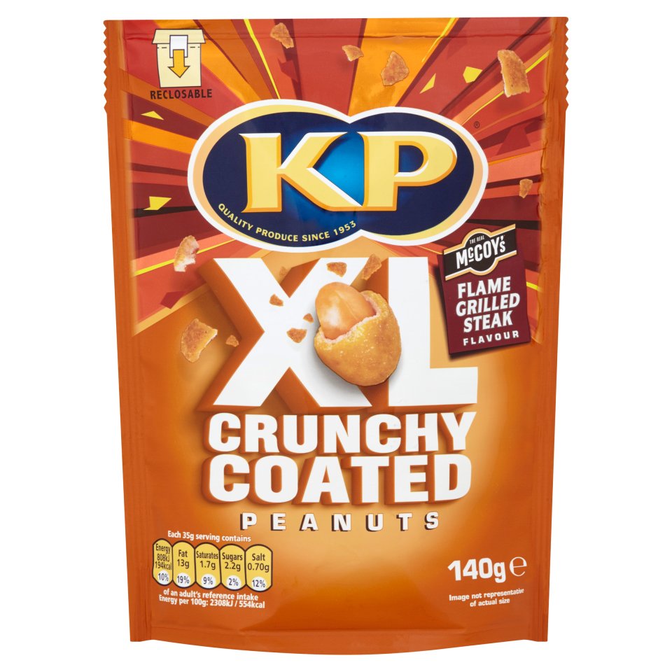 KP XL Flame Grilled Steak Coated Nuts 140g Centra