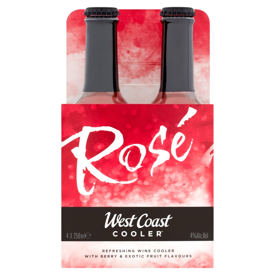 West Coast Cooler Rose Cluster Bottle Pack 4 x 250ml Centra