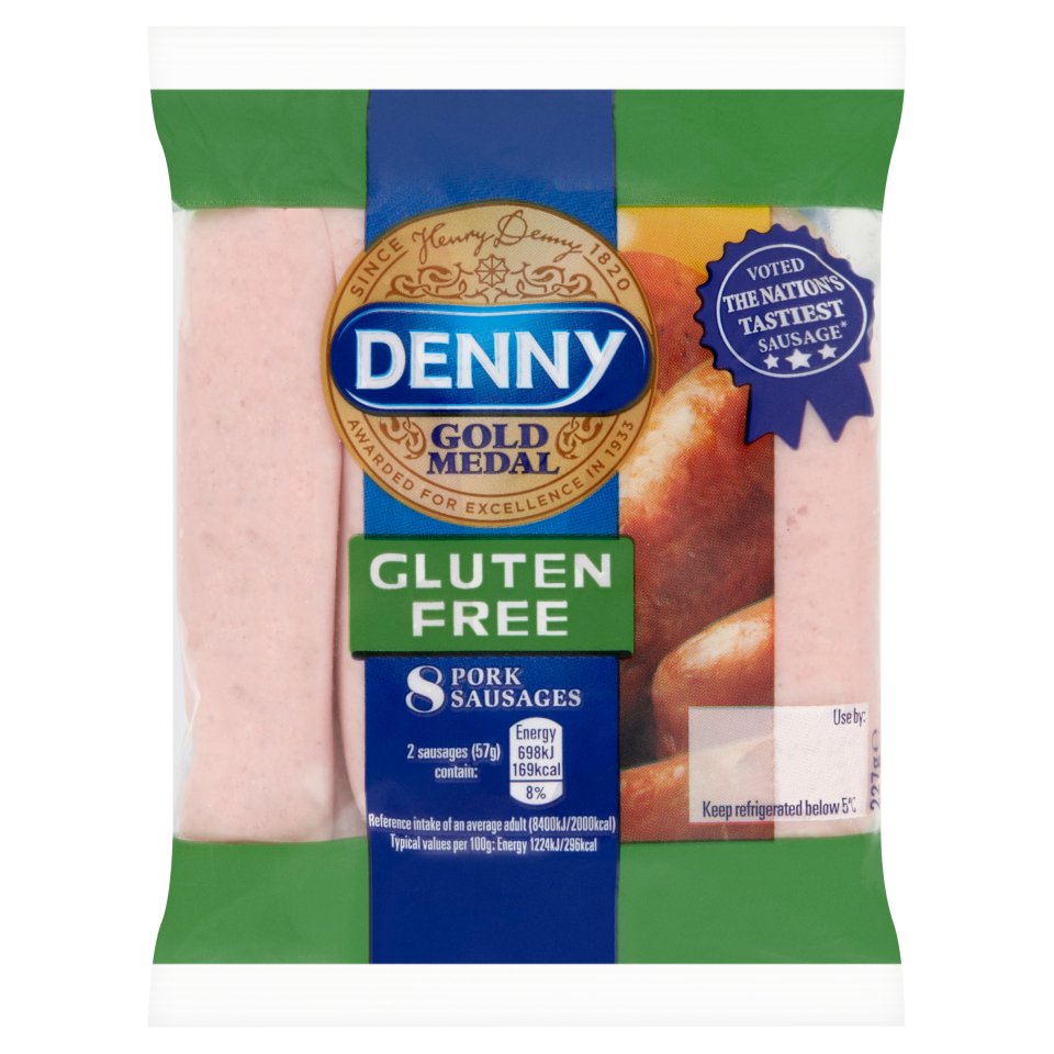 Denny Gold Medal Gluten Free Sausages 227g Centra