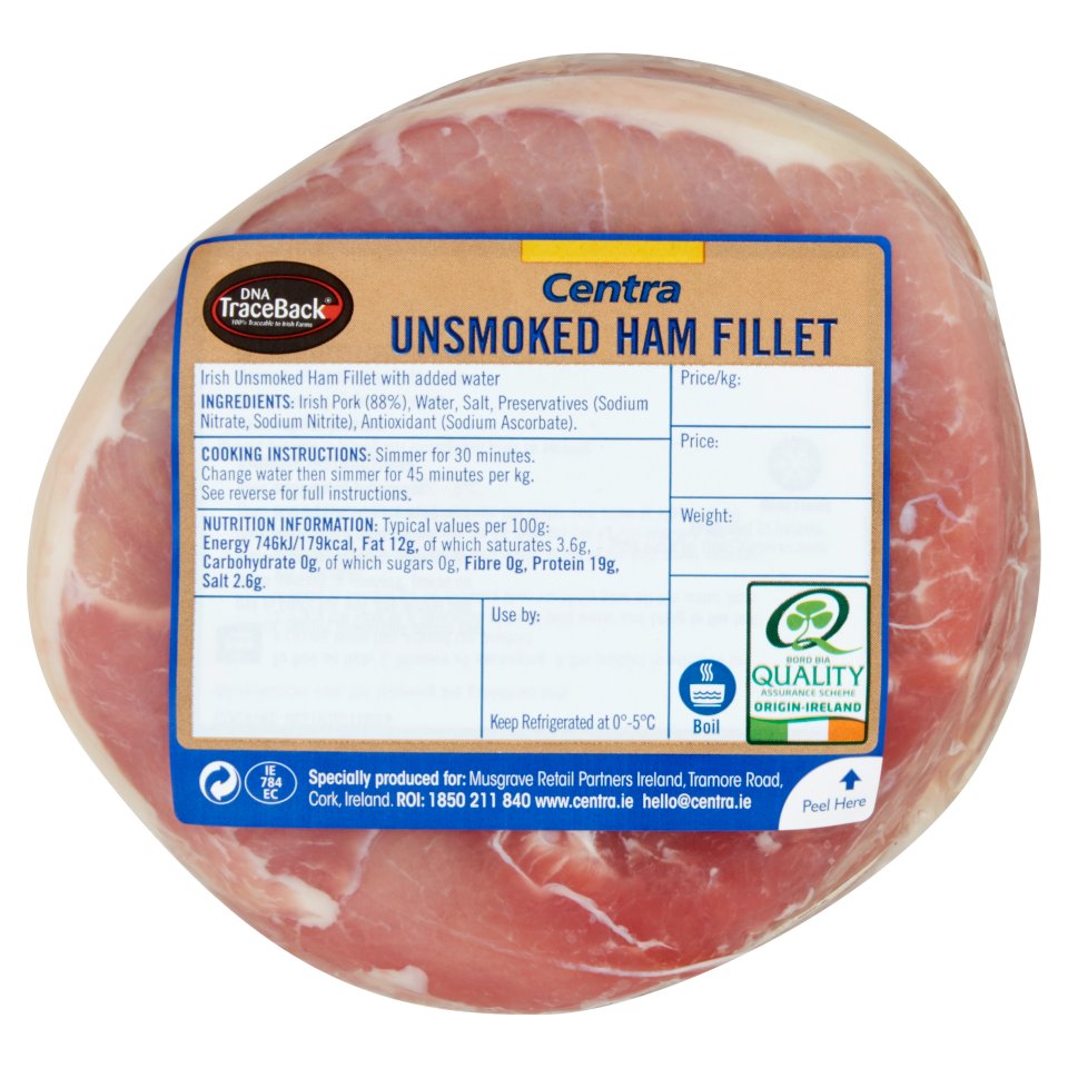CENTRA FRESH IRISH UNSMOKED HAM FILLET 800G Centra