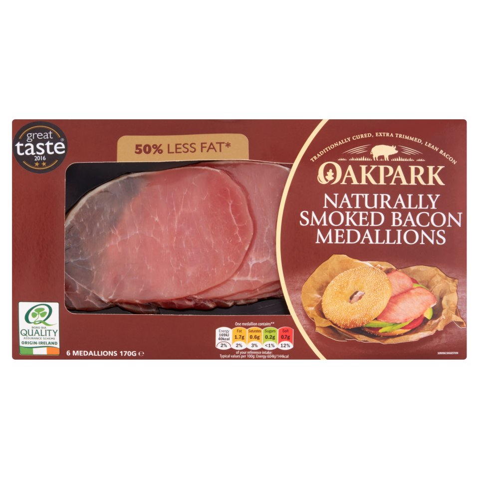 Oakpark Naturally Smoked Bacon Medallions 170g Centra