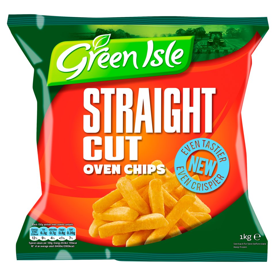 Green Isle Straight Cut Oven Chips 1kg Centra