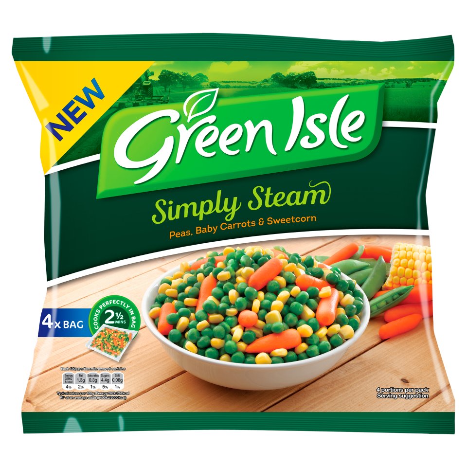 Green Isle Steam Peas, Carrot & Sweetcorn 480g Centra