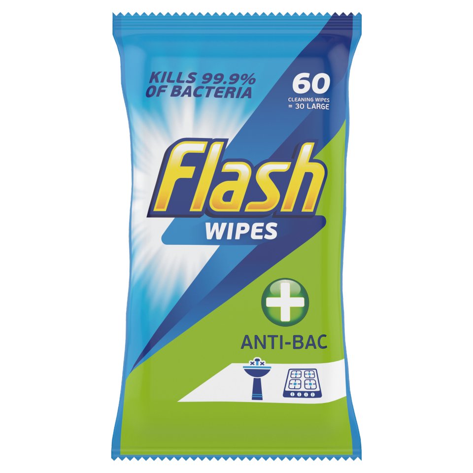 Flash Antibacterial Wipes 60pce Centra