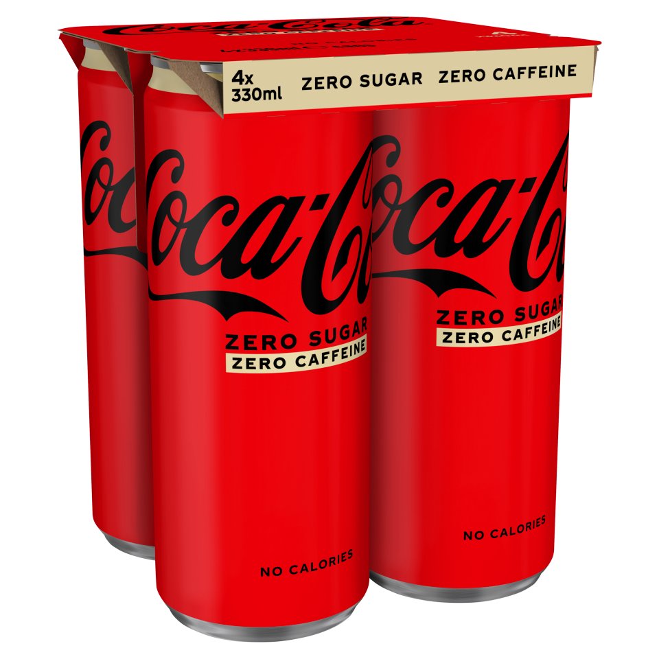 COKE ZERO CAFFEINE FREE CAN PACK 4 X 330ML Centra