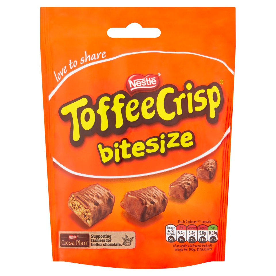 Toffee Crisp Bitesize Chocolate Sharing Bag 120g Centra
