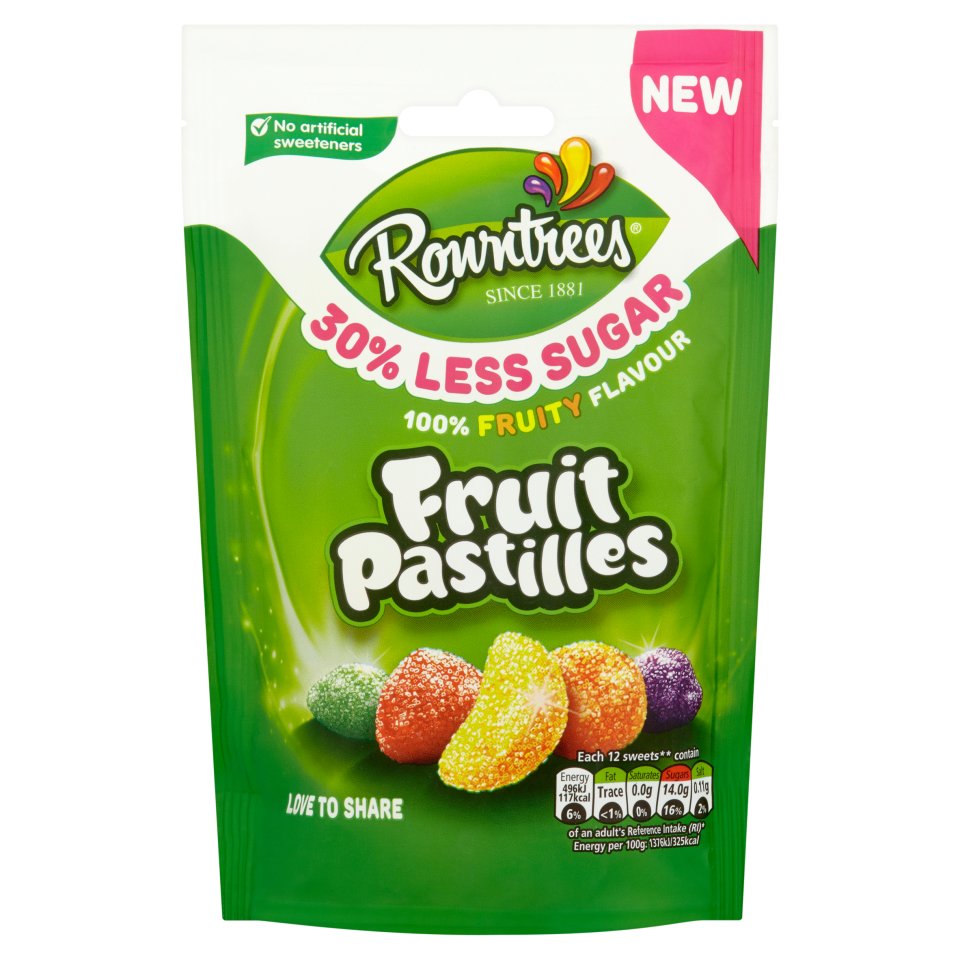 Rowntrees Fruit Pastilles 30 Less Sugar Pouch 110g Centra