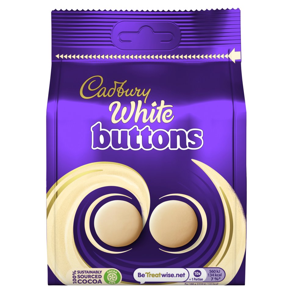 Cadbury White Giant Buttons Chocolate Bag 110g Centra