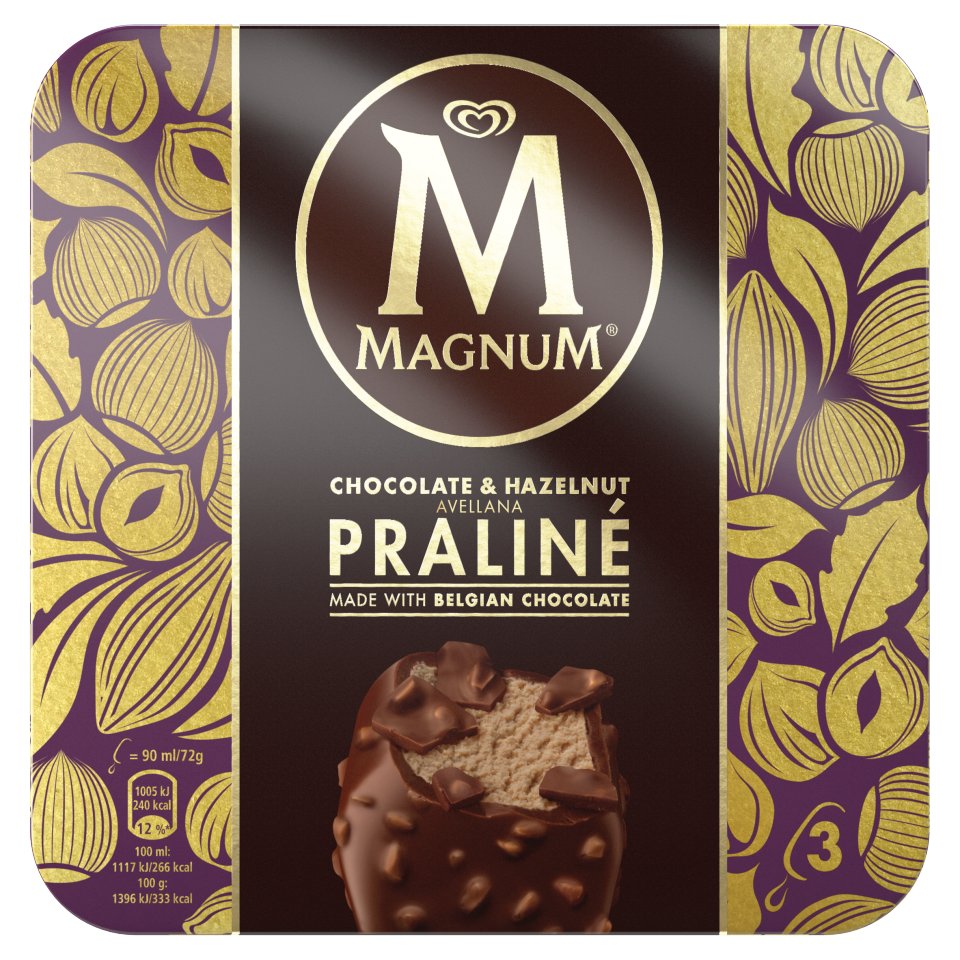 Download Magnum Chocolate Praline 3 Pack 270ml - Centra Yellowimages Mockups