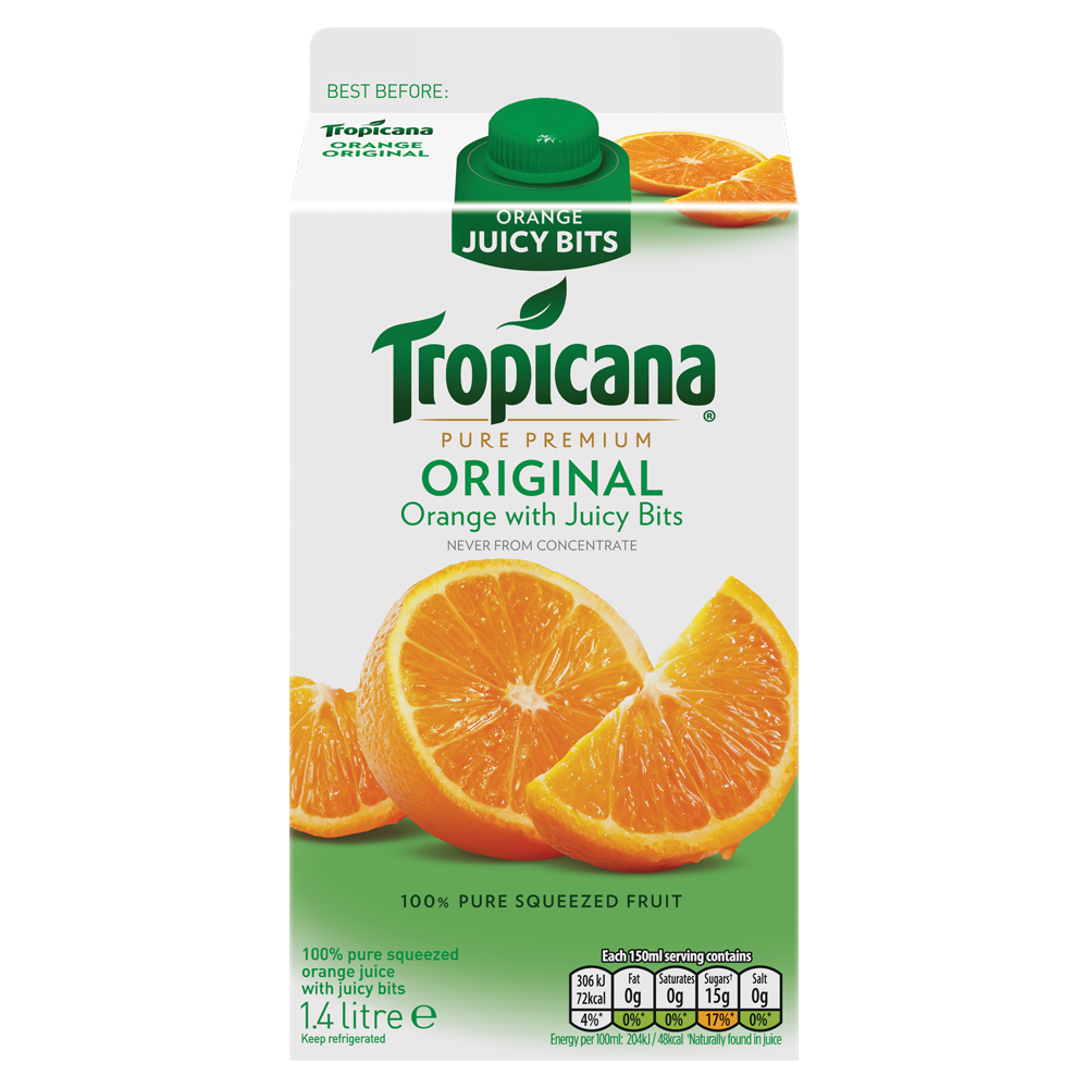 Tropicana Pure Premium Original Orange With Juicy Bits 14l Centra
