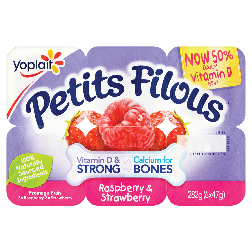 Petits Filous Raspberry & Strawberry Fromage Frais 6 x 47g Centra