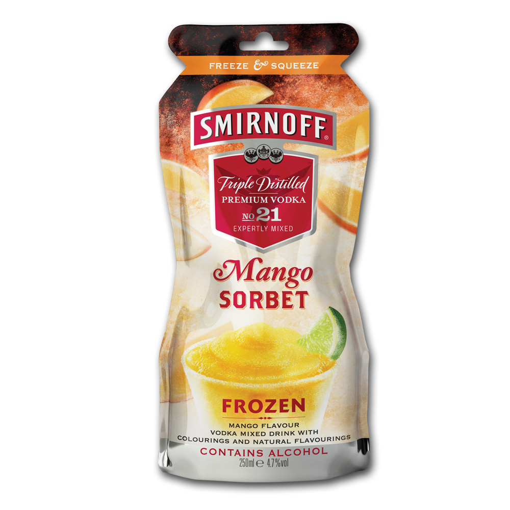 Smirnoff Mango Sorbet Frozen Pouch 250ml Centra