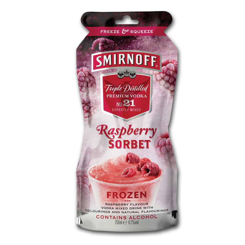 Smirnoff Raspberry Sorbet Frozen Pouch 250ml Centra