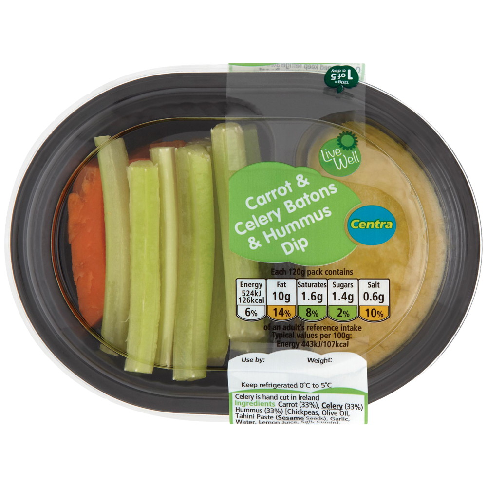 Centra Carrot & Celery Batons & Hummus Dip 120g Centra