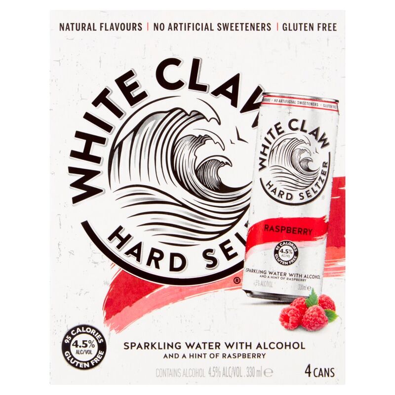White Claw Hard Seltzer Raspberry 4 x 330ml
