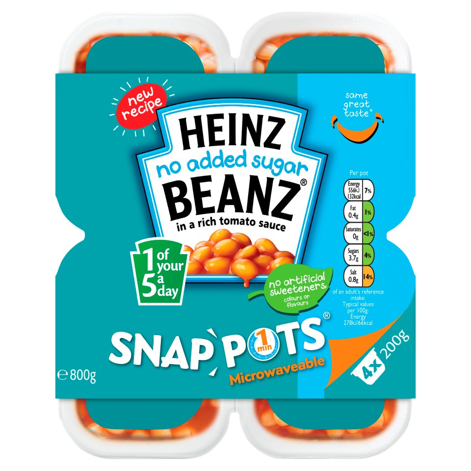 Heinz Beanz No Sugar Added Snap Pots 200g - Centra