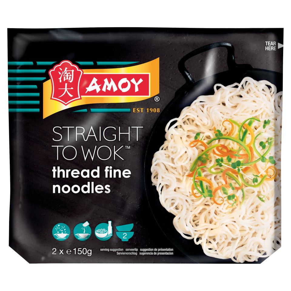 Amoy Straight To Wok Egg Noodles Medium 300g - Centra