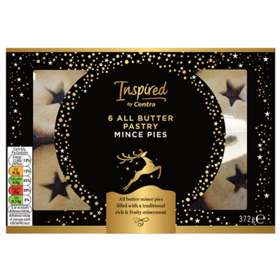 INSPIRED BY CENTRA ALL BUTTER MINCE PIES 6 PACK 350G