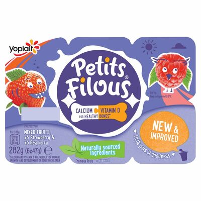 Yoplait Petits Filous Strawberry & Rasberry Small 6 Pack 282g