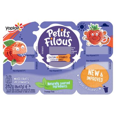 Yoplait Petits Filous Strawberry 6 Pack 282g