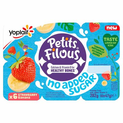 Yoplait Petits Filous No Added Sugar Strawberry/Banana 6 Pack 282g
