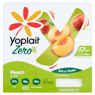 Yoplait 0% Fat Peach Yogurt 4 Pack 500g