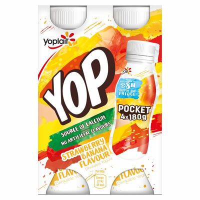 Yop Strawberry & Banana Yogurt Drink 4 Pack 720g