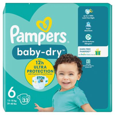 Pampers Baby Dry Nappies Size 6 33pce