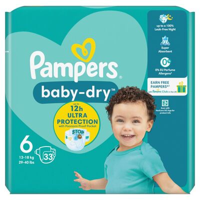 Pampers Baby Dry Nappies Size 6 33pce