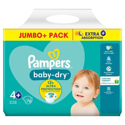 Pampers Baby Dry 4+ Jumbo+ 76pce 