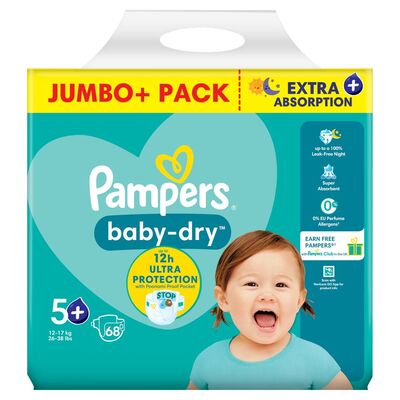 Pampers Baby Dry 5+ Jumbo + 68pce 