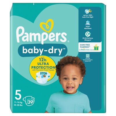 Pampers Baby Dry Nappies Size 5 39pce