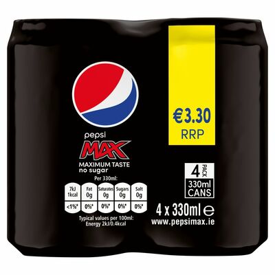 PEPSI MAX CAN PACK 4 X 330ML
