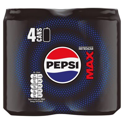 Pepsi Max No Sugar Can Pack 4 x 330ml 