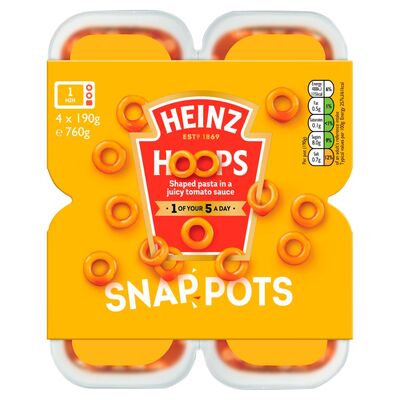 Heinz Hoops 4 Pack Snap Pots 760g