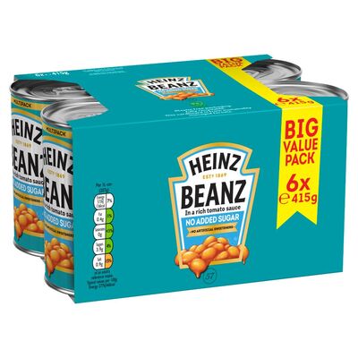 Heinz Beanz No Added Sugar 6 Pack 415g