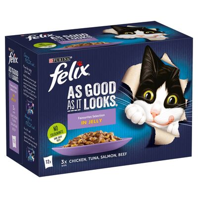Felix Favourites Selection In Jelly Cat Food 12 Pack 1.2kg