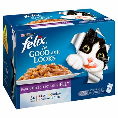 Felix Favourites Selection In Jelly Cat Food 12 Pack 1.2kg