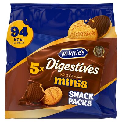 McVitie's Milk Chocolate Minis Digestive Snack Packs 5 Pack 95g