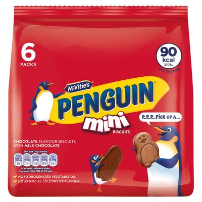 McVitie's Penguin Mini Milk Chocolate Biscuits 6 Pack 114g