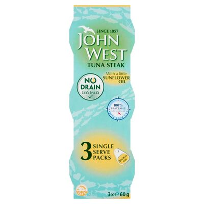 John West Tuna Steak With A Little Sunflower Oil 3 Pack 60g