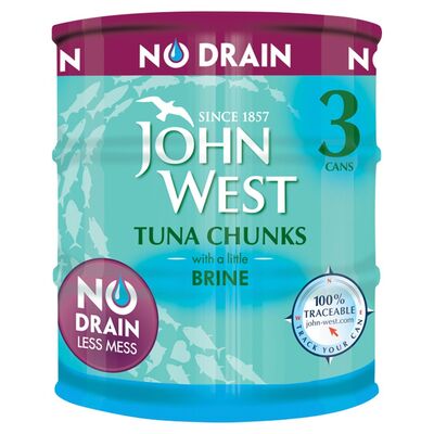 John West No Drain Tuna Chunks Brine 3 Pack 110g