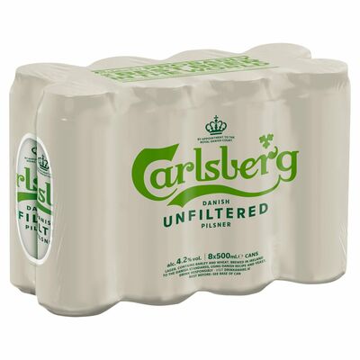 CARLSBERG UNFILTERED CAN PACK 8 X 500ML