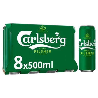 Carlsberg Danish Pilsner Lager Can Pack 8 x 500ml 