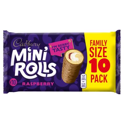 Cadbury Raspberry Mini Rolls 10 Pack 275g