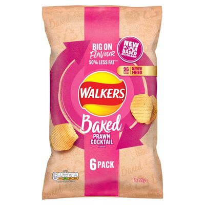 Walkers Baked Crisps Prawn 6 Pack 132g