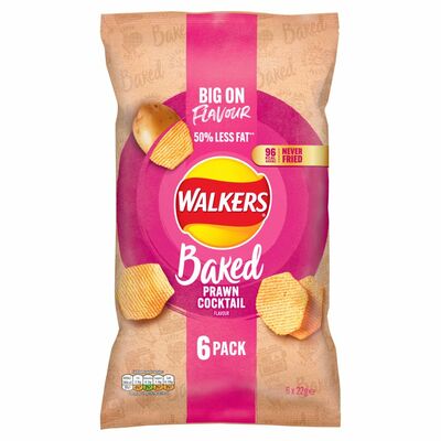 Walkers Baked Crisps Prawn 6 Pack 132g