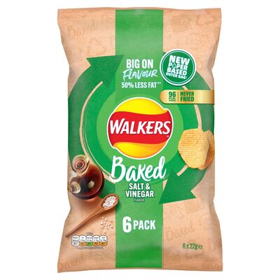 Walkers Baked Salt & Vinegar Crisps 6 Pack 132g