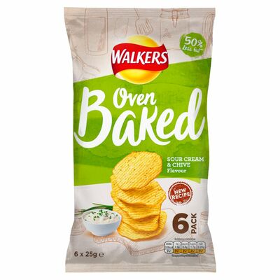 Walkers Oven Baked Sour Cream & Chive Crisps 6 Pack 150g